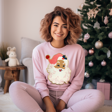 Load image into Gallery viewer, Cheetah Pink Santa Chenille Patch Sweatshirt PRE-ORDER
