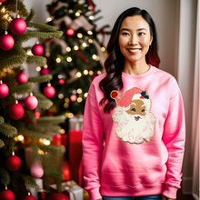 Load image into Gallery viewer, Cheetah Pink Santa Chenille Patch Sweatshirt PRE-ORDER
