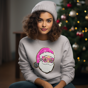 Disco Pink Santa Hat Chenille Patch Sweatshirt PRE-ORDER