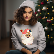 Load image into Gallery viewer, Cheetah Pink Santa Chenille Patch Sweatshirt PRE-ORDER
