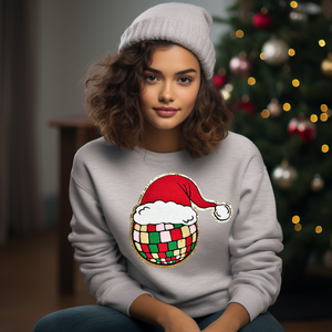 Disco Santa Hat Chenille Patch Sweatshirt PRE-ORDER