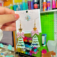 Load image into Gallery viewer, Christmas Tree Bow Earrings
