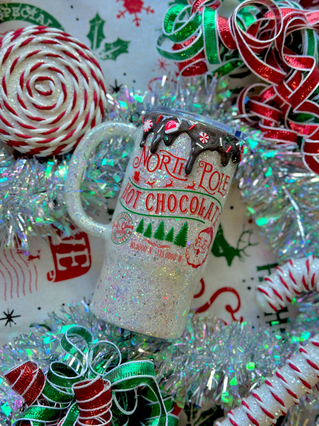 North Pole Hot Chocolate Stamp Christmas Tumbler