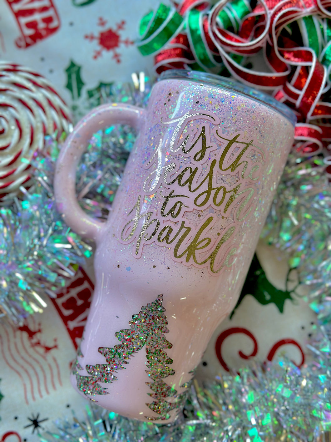 Tis The Season To Sparkle Pink Christmas Tumbler