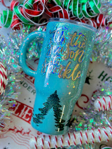 Tis The Season To Sparkle Teal Christmas Tumbler