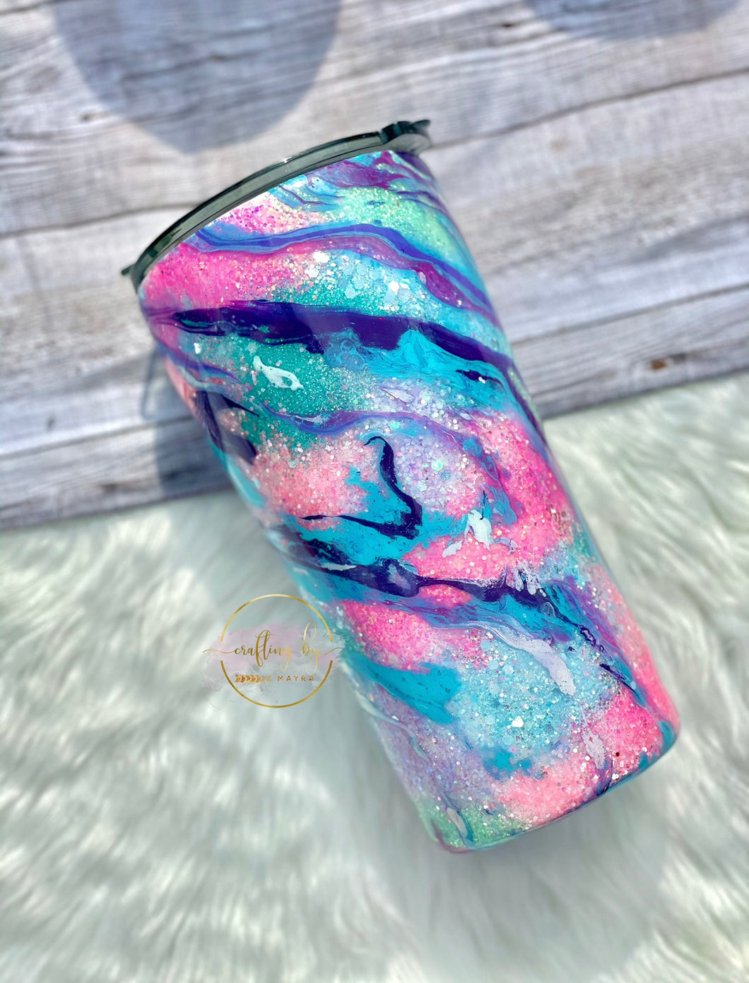 Blue Purple Milky Way Glitter Tumbler