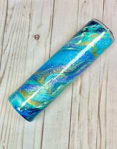 RTS {Blue/Gold Hydro Dipped Tumbler}