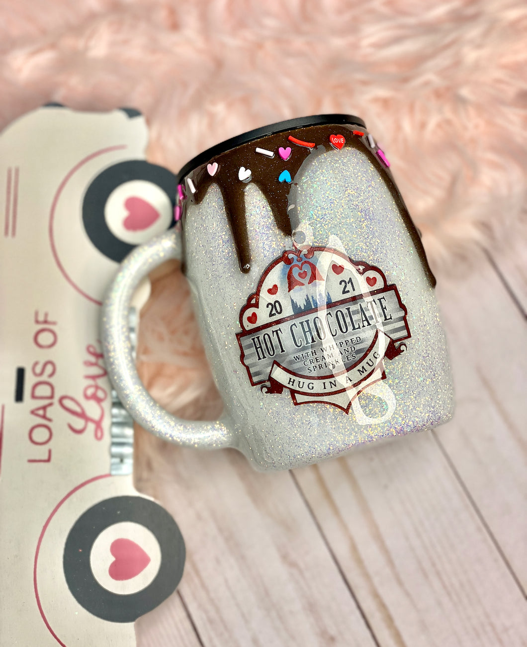 RTS {Hot Chocolate Hug In A Mug} 14 oz Coffee Mug Choc Drip