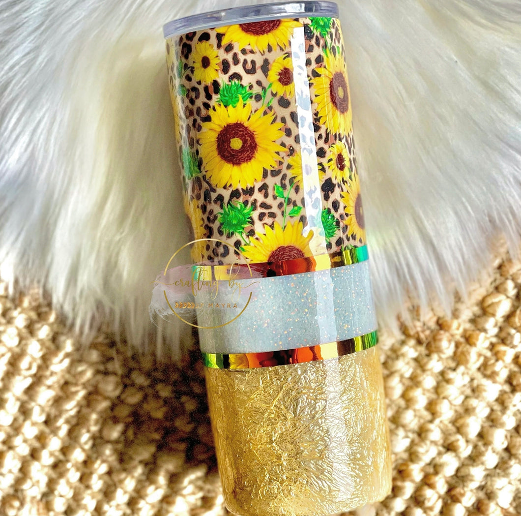 RTS {Sunflowers & Gold Accent Tumbler}
