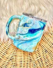 Load image into Gallery viewer, RTS {Light Blue Glittered Navy Hydro-Dipped Tumbler}
