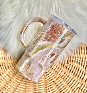 RTS {Silver Rose Gold Hydro-Dipped Tumbler}