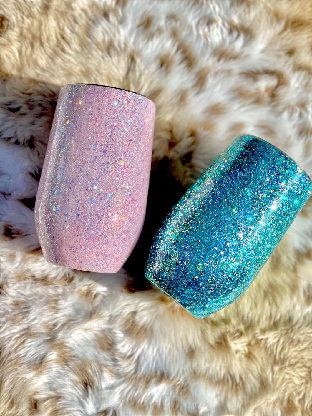 Pink/Dark Teal/ Maroon Glitter Wine Tumblers