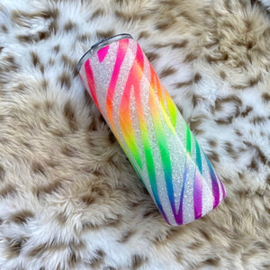 Neon Zebra TEACH White Glitter