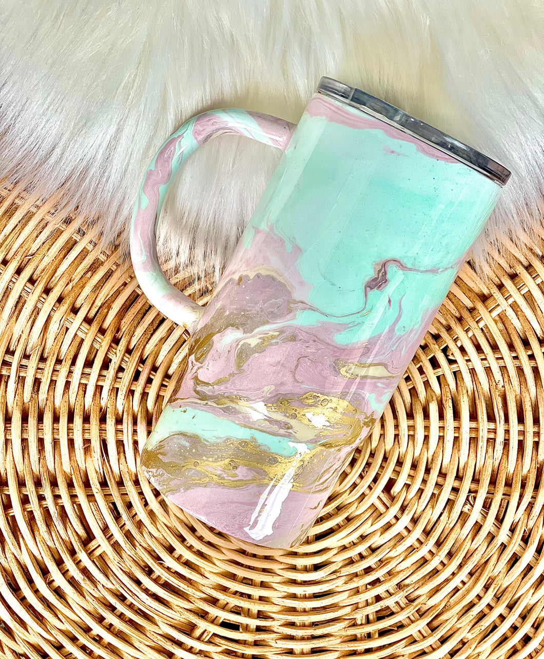 RTS {Rose Teal Gold Hydro-Dipped Tumbler}
