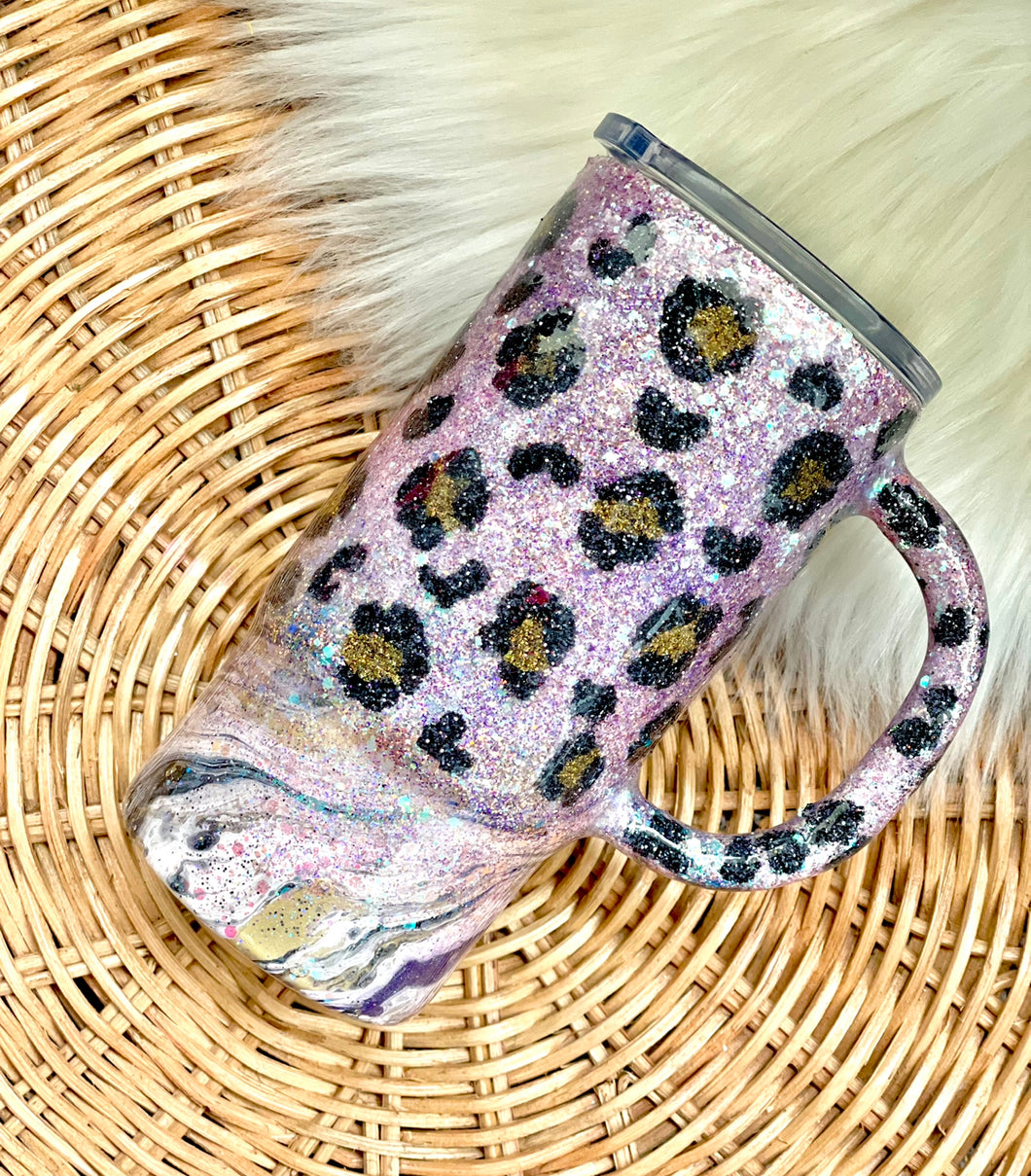 RTS {Mauve Leopard Hydro-Dipped Tumbler}